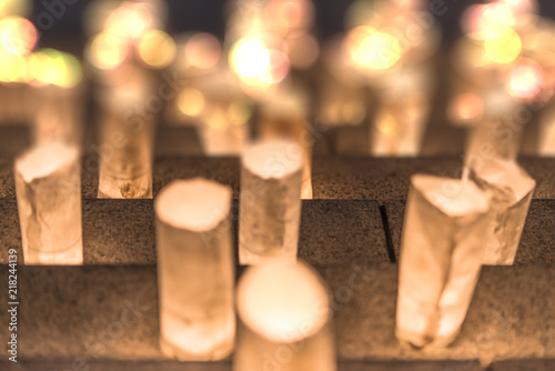 Handmade paper lanterns illuminating the steps of the Zojoji temple near the Tokyo Tower during Tanabata Day on July 7th. photo