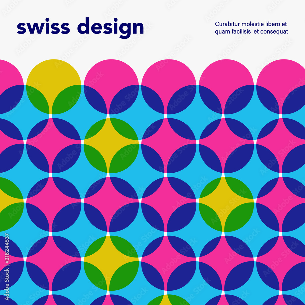 Swiss minimalistic poster. Retro colorful abstract geometric artwork cover