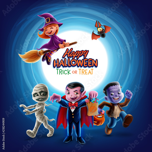 halloween banner with kids