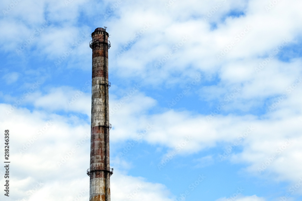 The chimney of the plant. Industrial chimneys