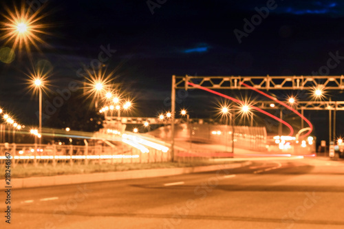 Night shooting road. At night the city lights up. Lighting of the motorway. © Андрей Михайлов