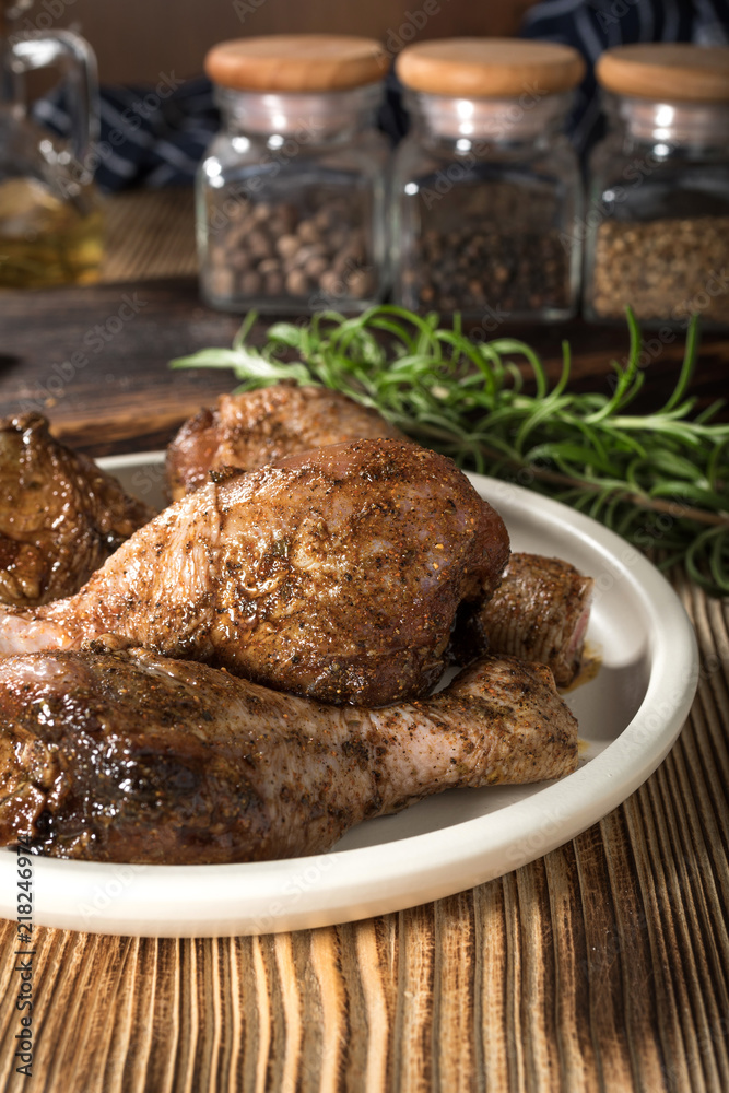 Raw marinated chicken drumsticks. Raw marinated chicken drumsticks.