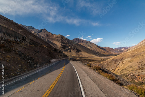 Ruta 7 the road between Chile and Argentina through Cordillera de Los Andes - Mendoza Province, Argentina