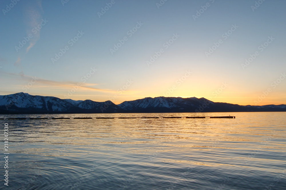View of  Lake Tahoe from the beach.