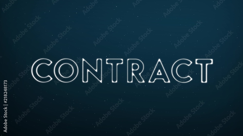 Abstract glowing word CONTRACT on dark blue digital background Abstract glowing word CONTRACT on dark blue digital background