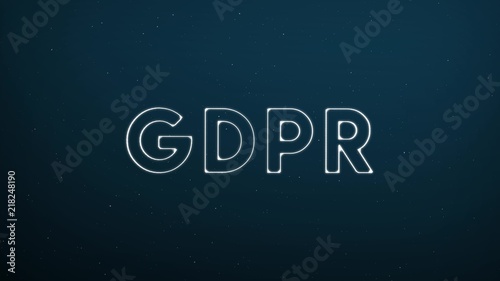 Abstract glowing word GDPR on dark blue digital background