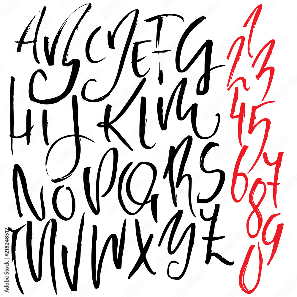 Hand drawn modern dry brush lettering. Grunge style alphabet. Handwritten font. Vector illustration. Hand drawn modern dry brush lettering. Grunge style alphabet. Handwritten font. Vector illustration.