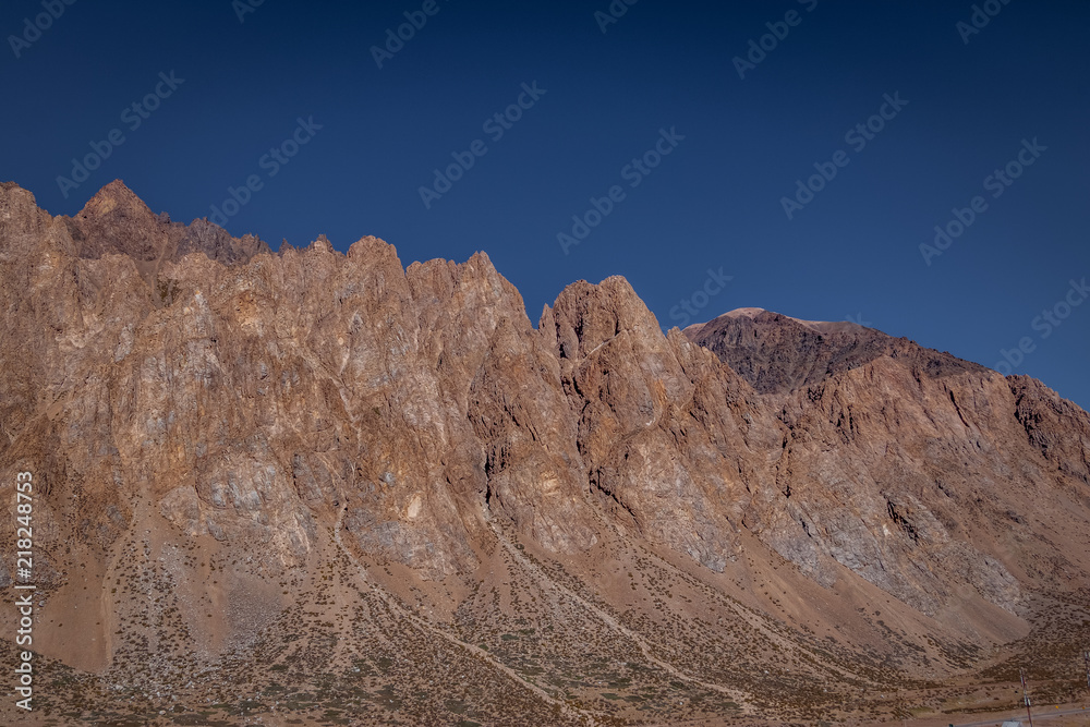 Fototapeta premium Mountains near Los Penitentes in the Summer at Cordillera de Los Andes - Mendoza Province, Argentina.