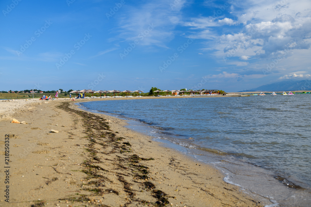 Obraz premium Footprints in sand along the famous Queens Beach in Nin near Zadar, Croatia