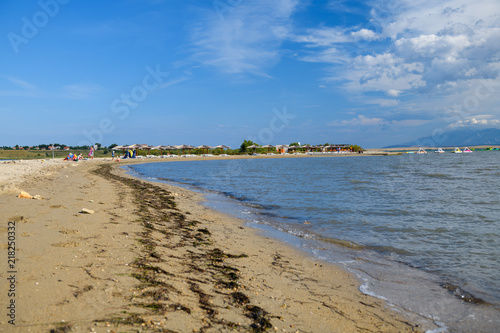 Footprints in sand along the famous Queens Beach in Nin near Zadar  Croatia