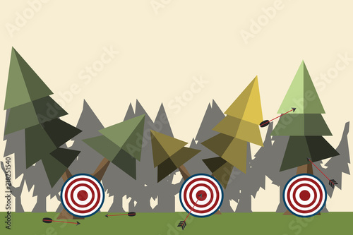 arrow target on trees vector illustration 