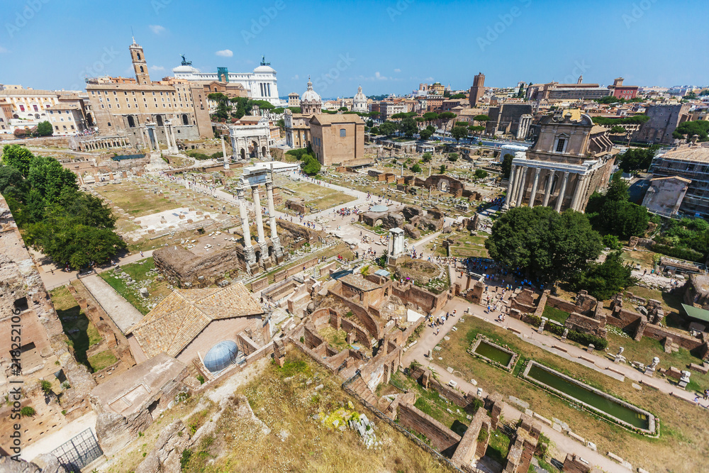 Aerial View of the Roman Forum in Rome, Italy