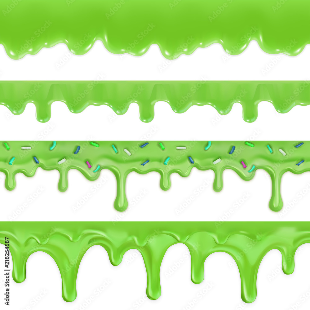 Green slime. Halloween seamless pattern. 3d vector set Green slime. Halloween seamless pattern. 3d vector set