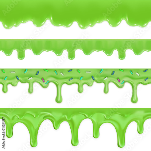 Green slime. Halloween seamless pattern. 3d vector set