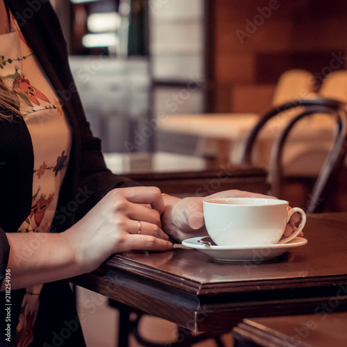 businesswoman lunching in the Cafe during a break