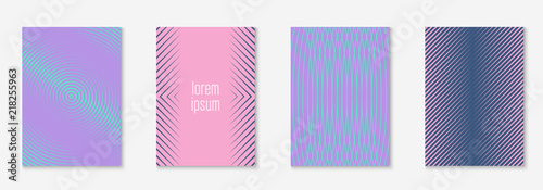 Minimal trendy cover template set. Futuristic layout with halftones. Geometric minimal cover template for book, catalog and annual. Minimalistic colorful gradients. Abstract business illustration.