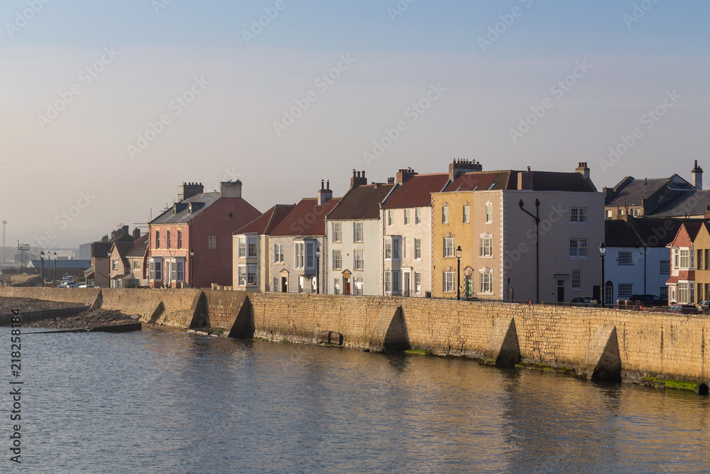 Obraz premium Town Wall, Hartlepool, Durham, Great Britain. Dating from the late 14th century the limestone wall once enclosed the whole of the medieval town.