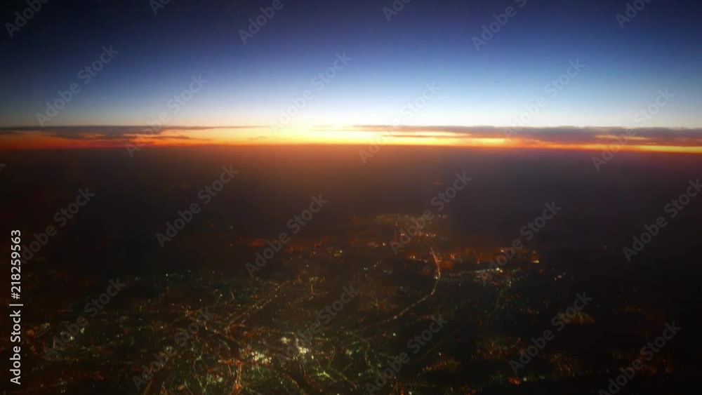 Aerial. Evening flight on a passenger plane. Night metropolis Cairo from a height of 10 km, Egypt Aerial. Evening flight on a passenger plane. Night metropolis Cairo from a height of 10 km, Egypt
