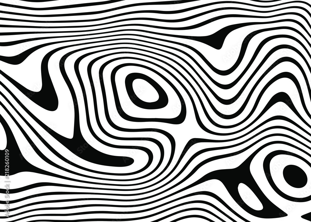 abstract background of white and black lines. Distorted Lines Stock