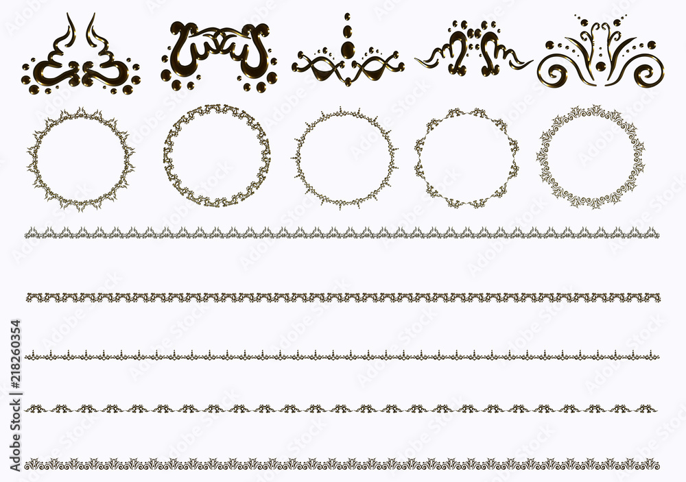 Pattern elements isolated on white background, round or circle, line and zoomed parts. Vintage decorative frames ornate lace ornament border or frame Pattern elements isolated on white background, round or circle, line and zoomed parts. Vintage decorative frames ornate lace ornament border or frame