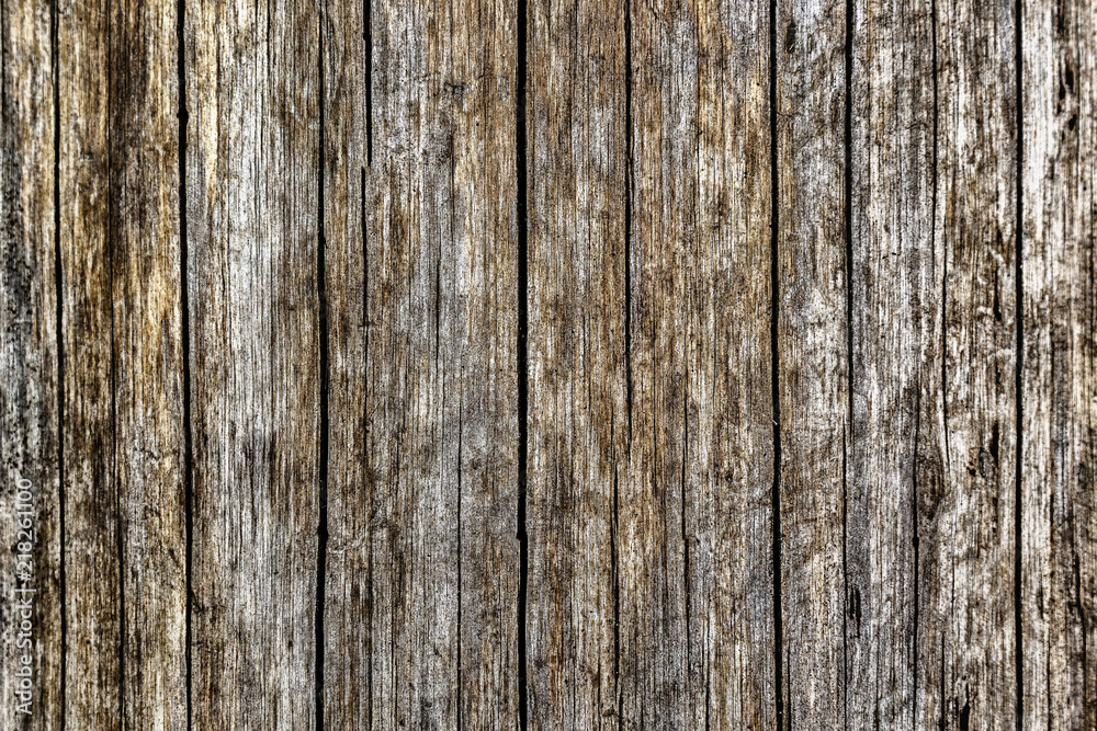 Rustic wooden background. Old vintage planked wood. Free text space.