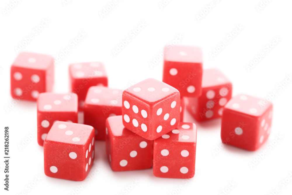 Red dice isolated on white background Red dice isolated on white background