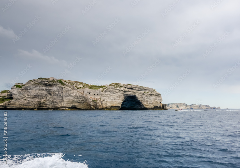 Stone walls on high coastal rocks. Stone walls on high coastal rocks.