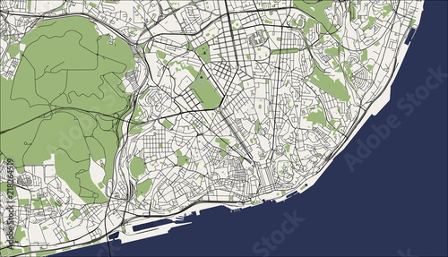 map of the city of Lisbon, Portugal