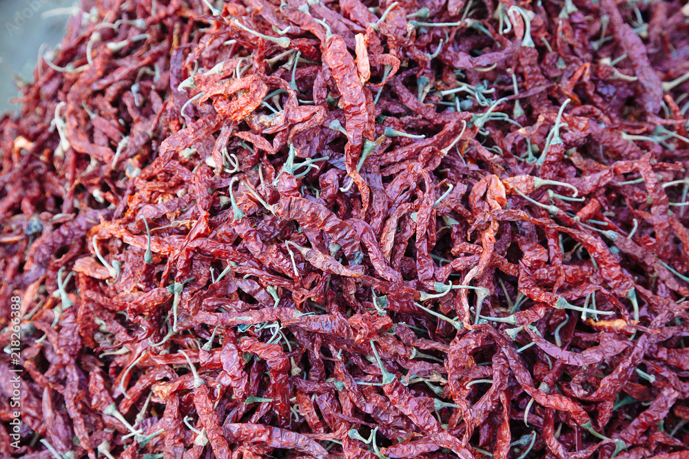 Fototapeta premium Chilies for sale at a market in India
