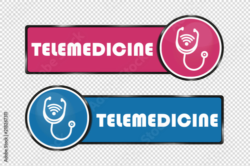 Telemedicine Buttons Square And Circle - Vector Illustration - Isolated On Transparent Background