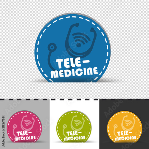 Four Colorful Round Buttons Telemedicine - Colorful Vector Illustration - Isolated On Transparent Background