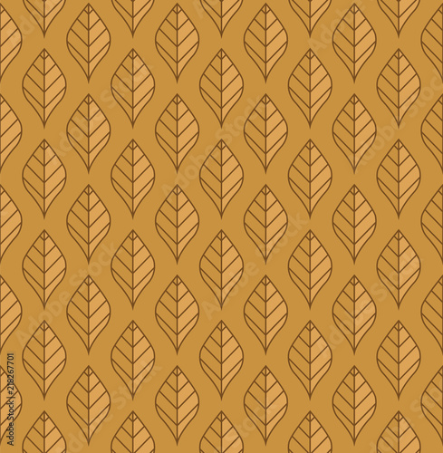 Geometric golden leaves vector seamless pattern. Abstract vector texture. Leaf background.