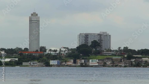 View of the hotel Ivoire in Abidjan on the other side of the lagoon, Ivory Coast. photo