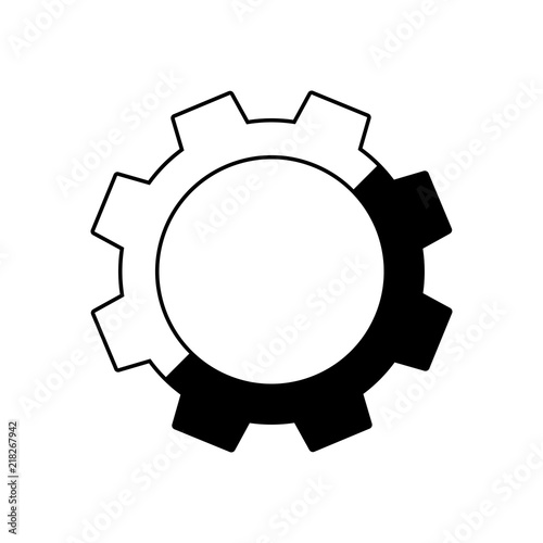 Icono plano engranaje lineal y negro