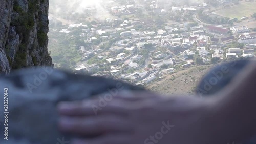 Residential area of Camps Bay in Cape Town, South Africa view from the Mountain in Slow Motion