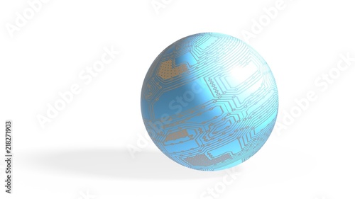 Technology blue planet with connection  3d illustration