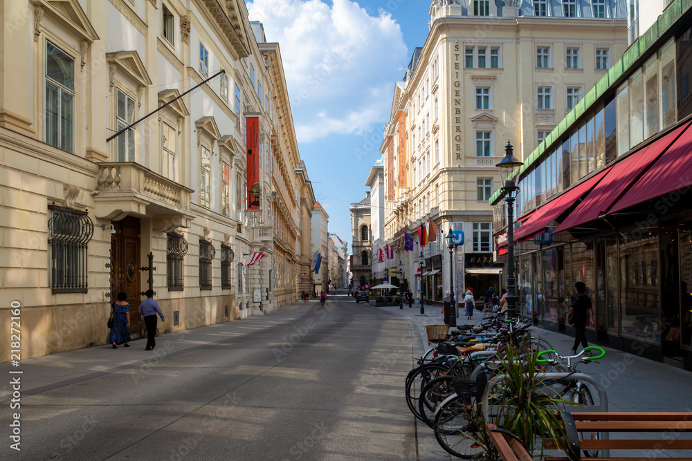 Vienna Street - Beautiful building and a coffee shop caught in a quiet side street