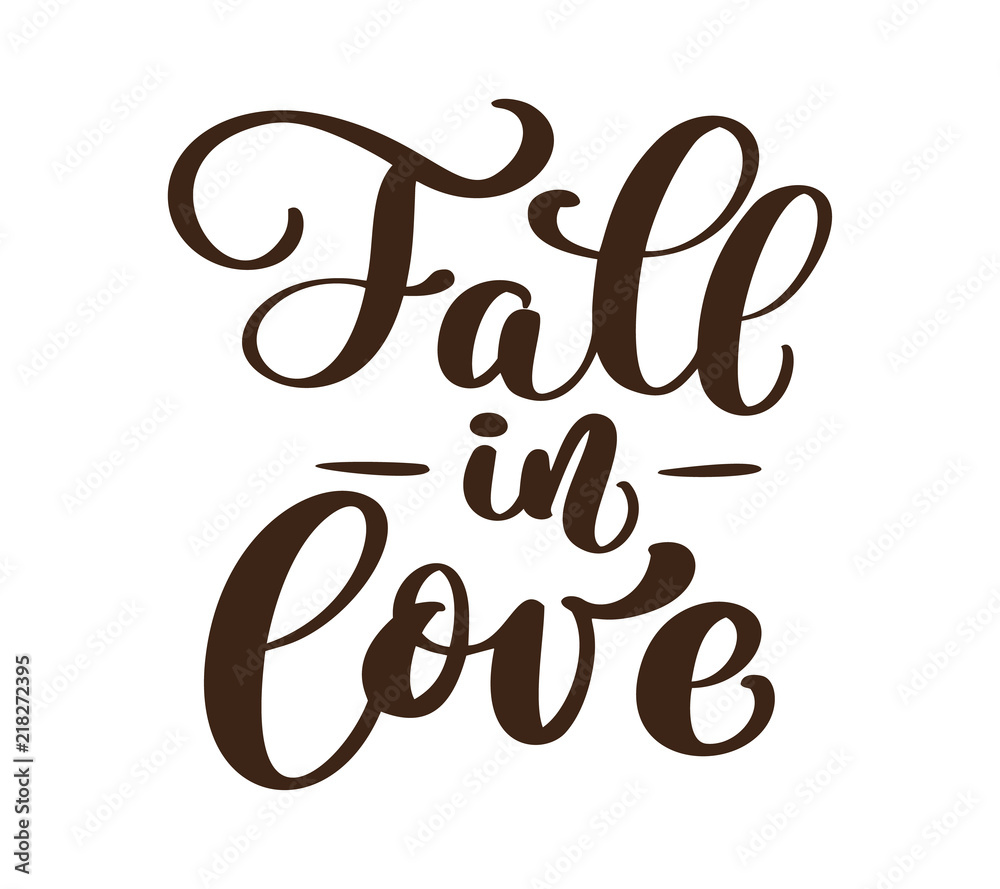 Fall in love handwritten autumn season inscriptions. Vector hand lettering. Modern brush calligraphy isolated on white background Fall in love handwritten autumn season inscriptions. Vector hand lettering. Modern brush calligraphy isolated on white background