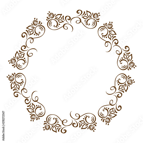 Hand Drawn Floral Autumn Design Elements wreath isolated on white background for retro design flourish. Vector calligraphy and lettering illustration scroll