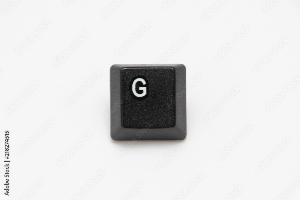 Single black keys of keyboard with different letters G Single black keys of keyboard with different letters G