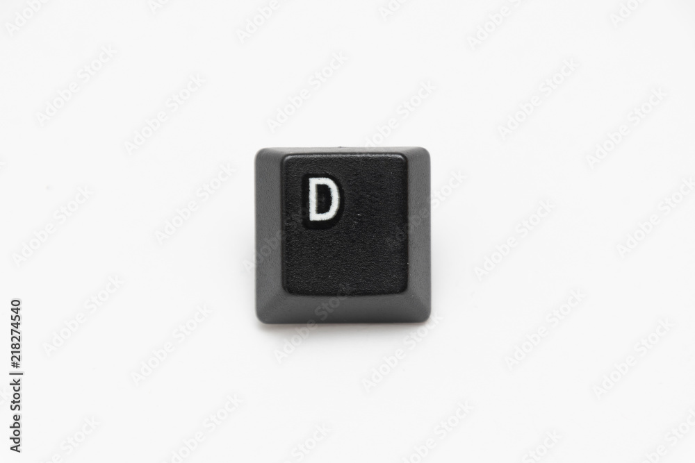 Single black keys of keyboard with different letters D Single black keys of keyboard with different letters D