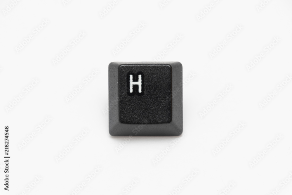 Single black keys of keyboard with different letters H Single black keys of keyboard with different letters H