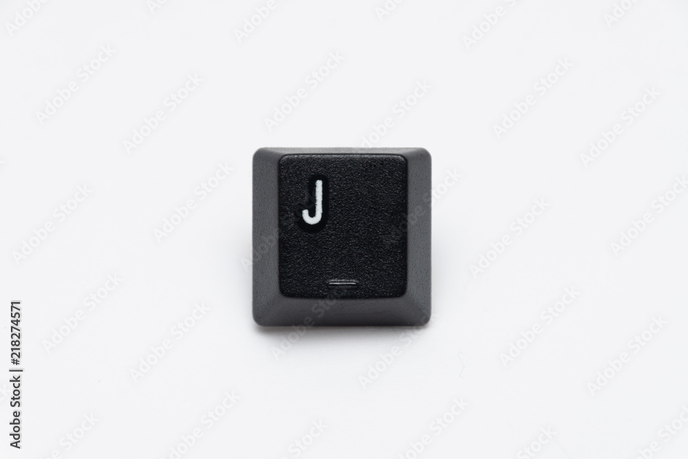 Single black keys of keyboard with different letters J Single black keys of keyboard with different letters J