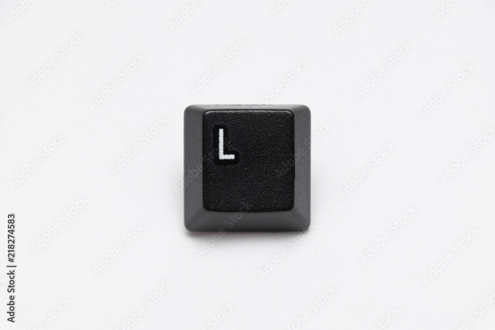 Single black keys of keyboard with different letters L Single black keys of keyboard with different letters L