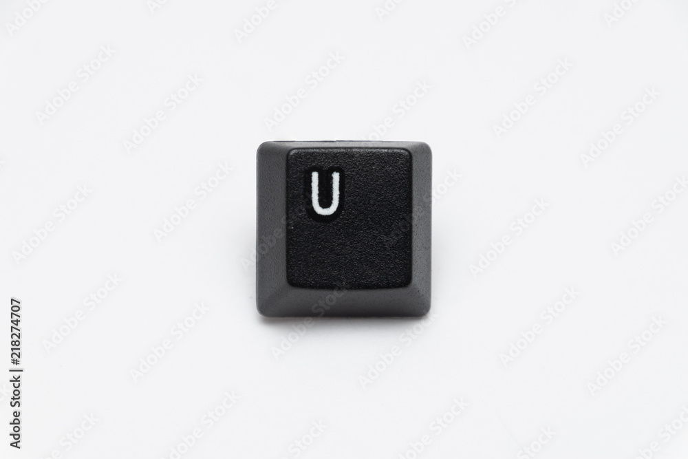 Single black keys of keyboard with different letters U Single black keys of keyboard with different letters U