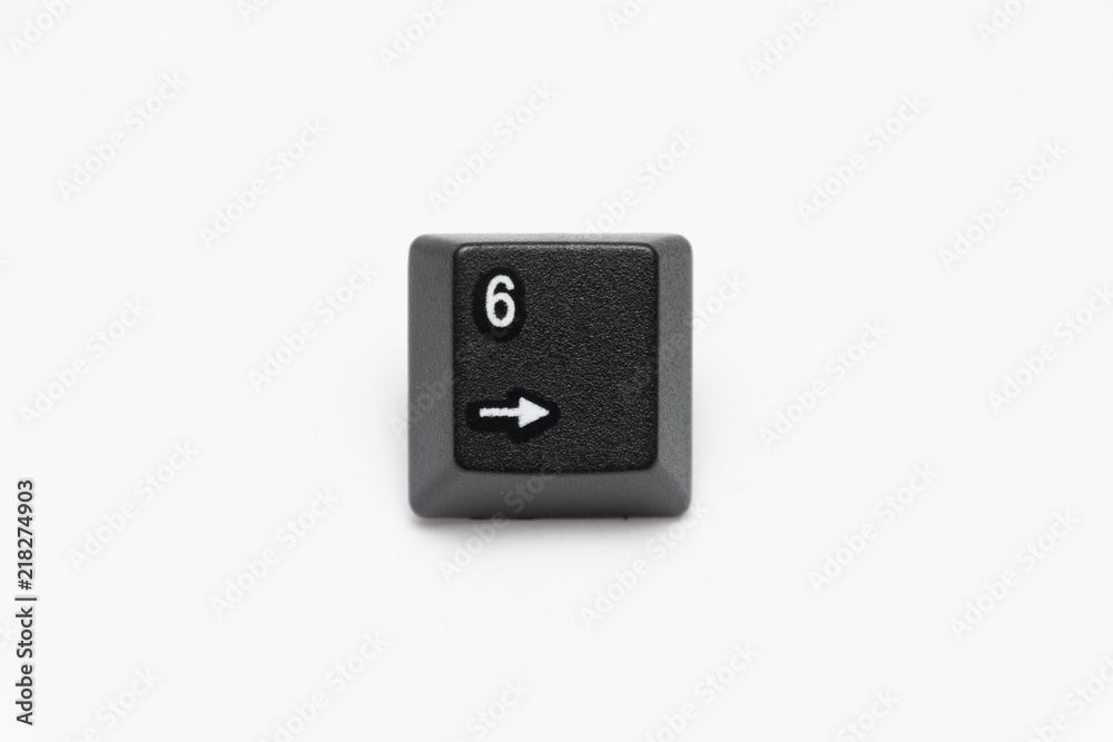 Single black keys of keyboard with different letters six Single black keys of keyboard with different letters six
