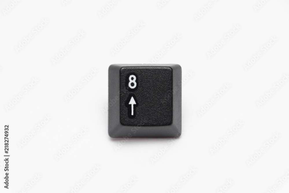 Single black keys of keyboard with different letters eight Single black keys of keyboard with different letters eight