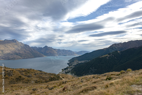 Lake Wakatipu with Queestown on the shoreline