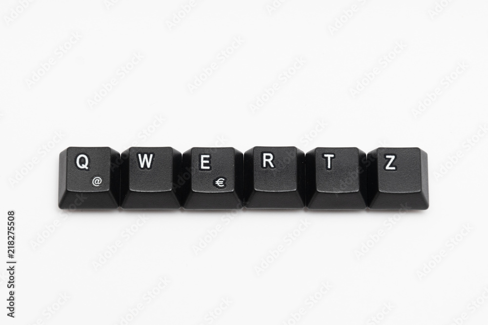 Single black keys of keyboard with different letters QWERTZ
