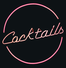 Sierkussen Bar Retro roze neonbord cocktails  © Mr Doomits